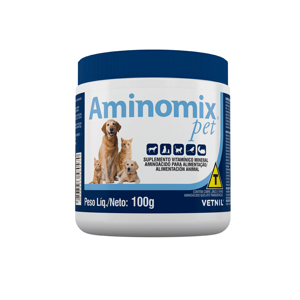 Aminomix Pet 100g Suplemento Vitamínico, Aminoácidos e Mineral Para Alimentação Animal 100g