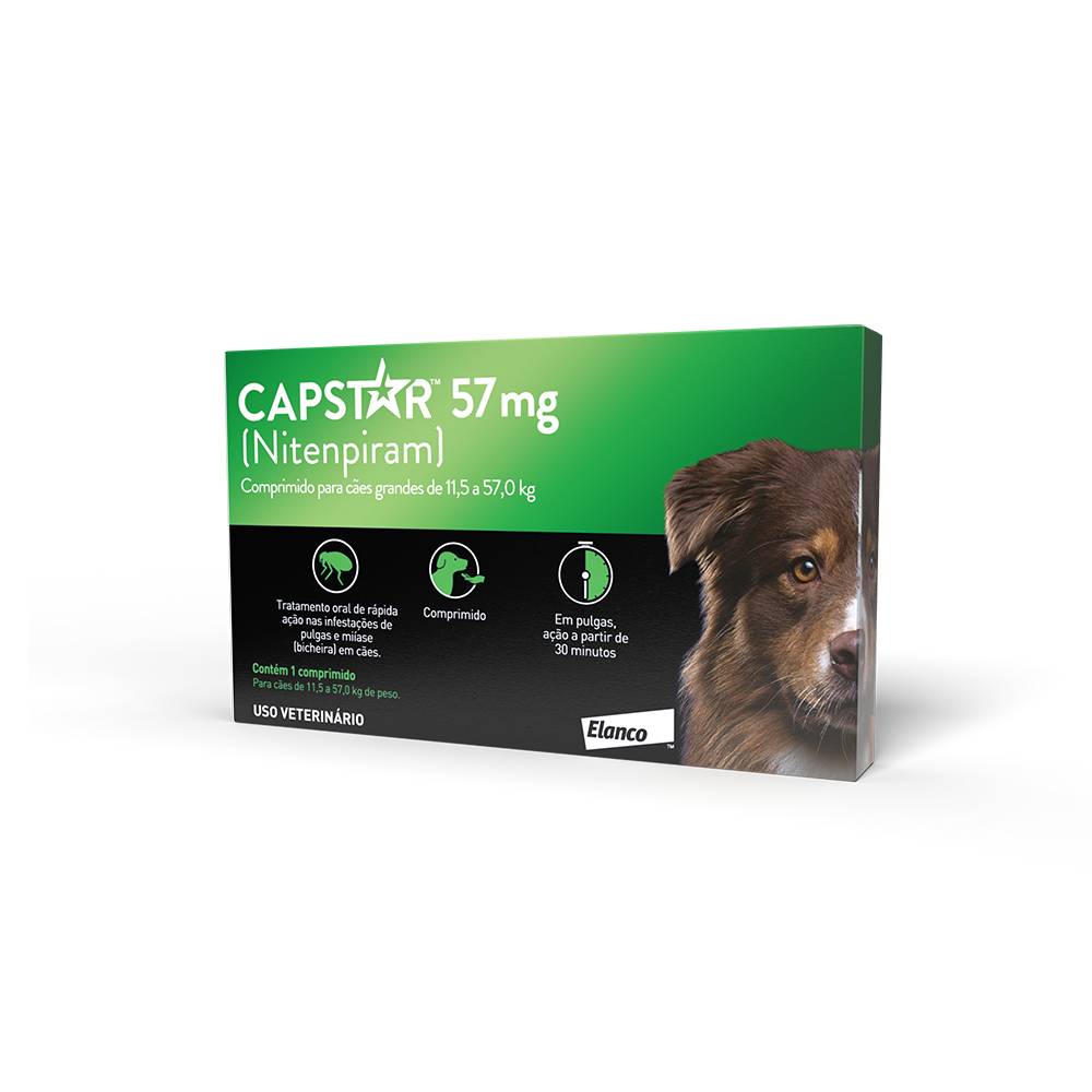 Antiparasitário Capstar 57mg 1 Comprimido Para Cães e Gatos de 11 a 57kg 1 comprimido