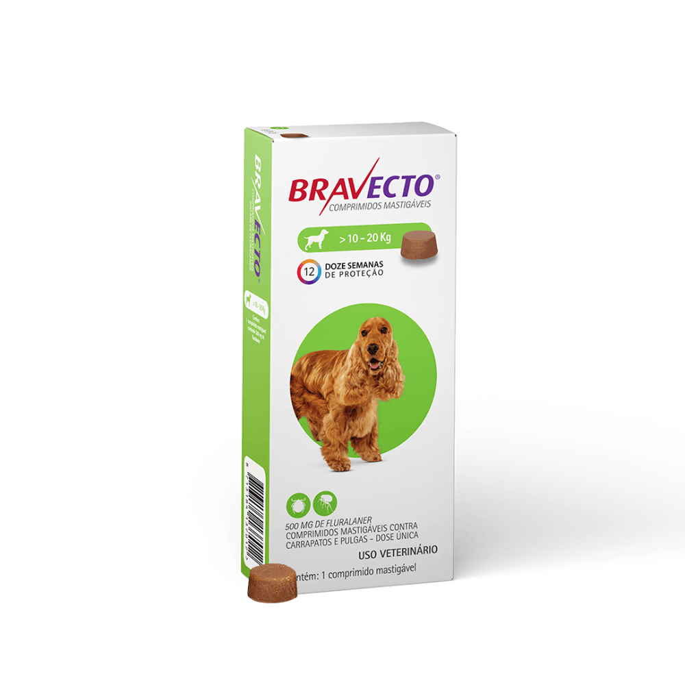 Bravecto 500mg 1 Comprimido Para Cães de 10 a 20kg 1 comprimido