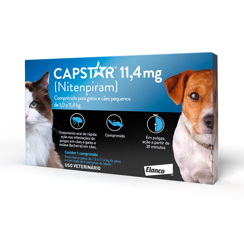 Antiparasitário Capstar 57mg 1 Comprimido Para Cães e Gatos de 1 a 11,4kg 1 comprimido