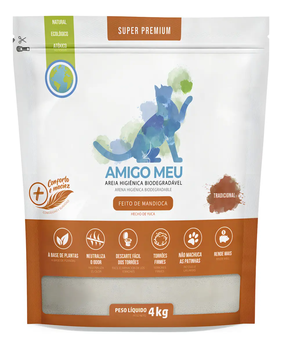Areia Higienica Amigo Meu 2kg De Mancioca 2kg
