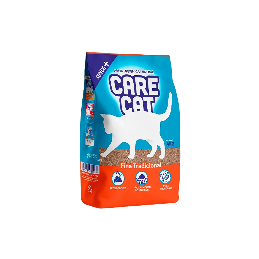 Areia Higienica CareCat 4kg Fina Tradicional 4kg